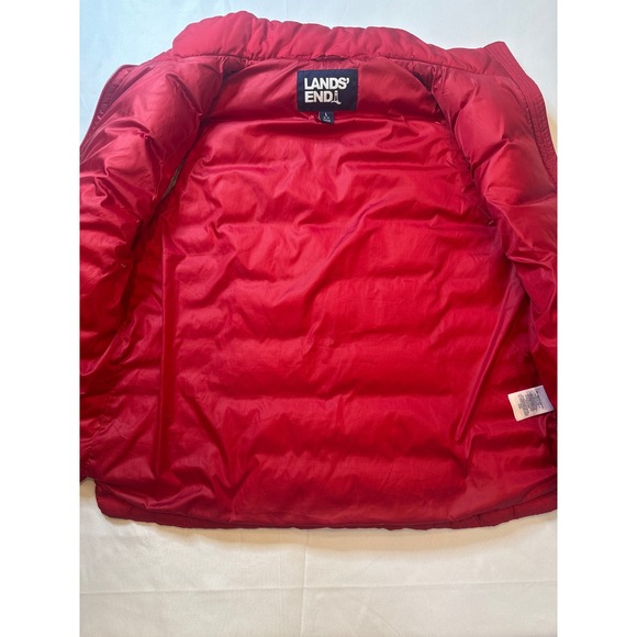 Lands End Red Puffer Vest Women's Size L 14-16 Lightweight Down Fill Warm - Picture 4 of 6